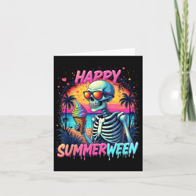 Summer Watermelon Jack-o-lantern Lycklig Summerwee Kort (Framsida)