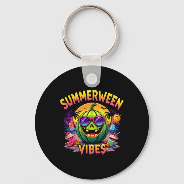 Summer Watermelon Jack-o-lantern Summerween Vibes Nyckelring (Framsida)