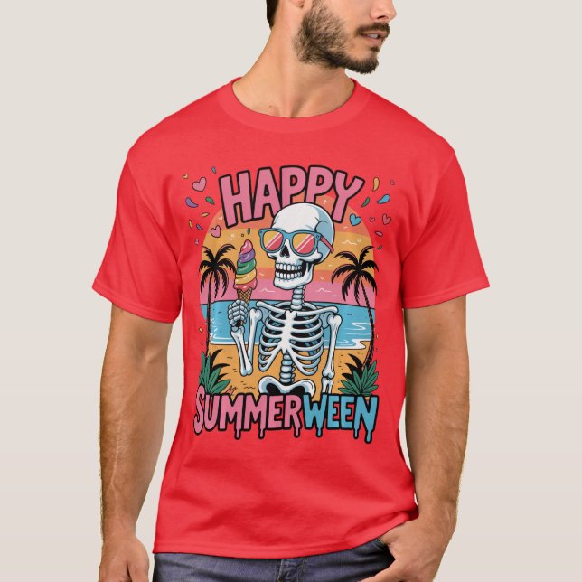 Summer Watermelon Jackolantern Happy Summerween Sk T Shirt (Framsida)