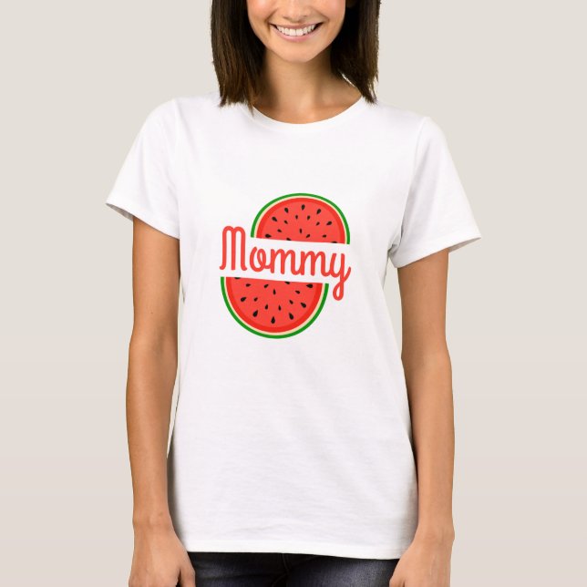 Summer Watermelon Mama Mommy To Be Baby Shower  T Shirt (Framsida)