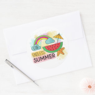 Summer Watermelon Sunshine Rainbow Sticker Runt Klistermärke