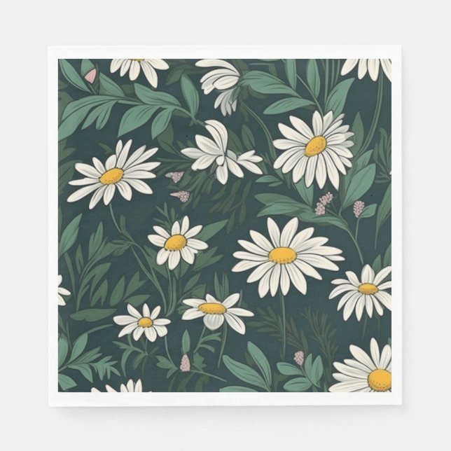 Summer White Daisy Meadow Pappersservett (Framsidan)