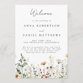 Summer Wildblomma Fält Bröllop Program