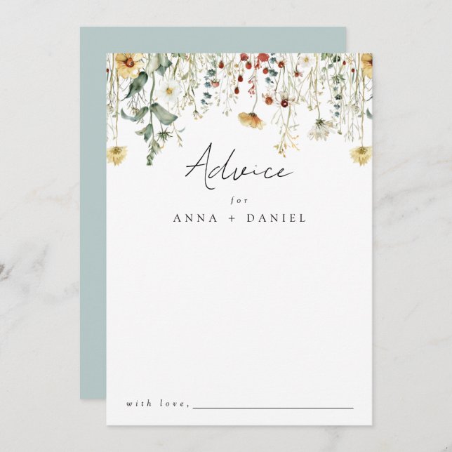 Summer Wildblomma Fält Bröllop Rådkort (Fram/baksida)