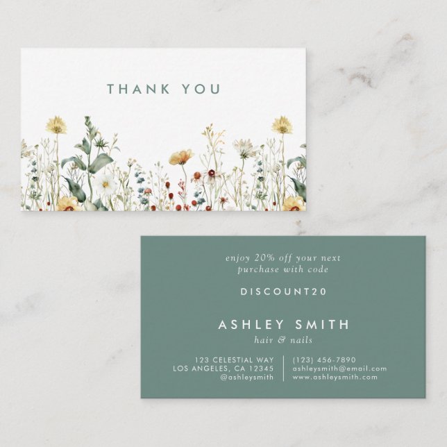 Summer Wildblomma Fält Rabattkort (Fram/baksida)