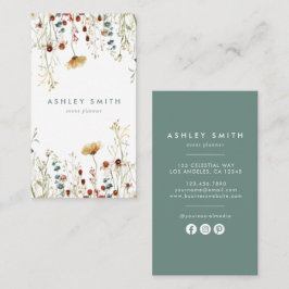 Summer Wildblomma Fält Social Media Visitkort