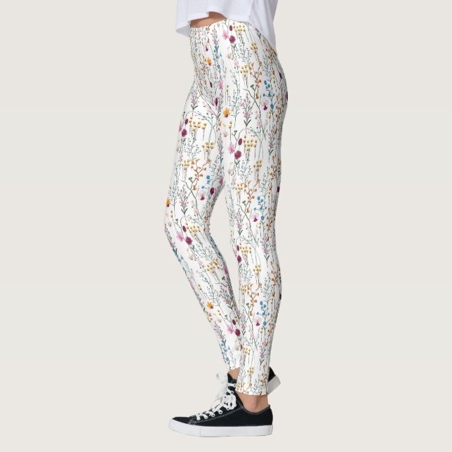 Summer Wildblomma Mönster Leggings (Vänster)