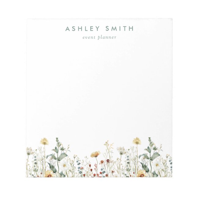 Summer Wildblomme Fält Business Anteckningsblock (Framsida)