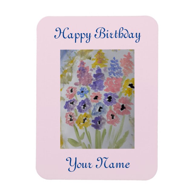 Summer Wildblommor Birthday Magnet (Vertikal)