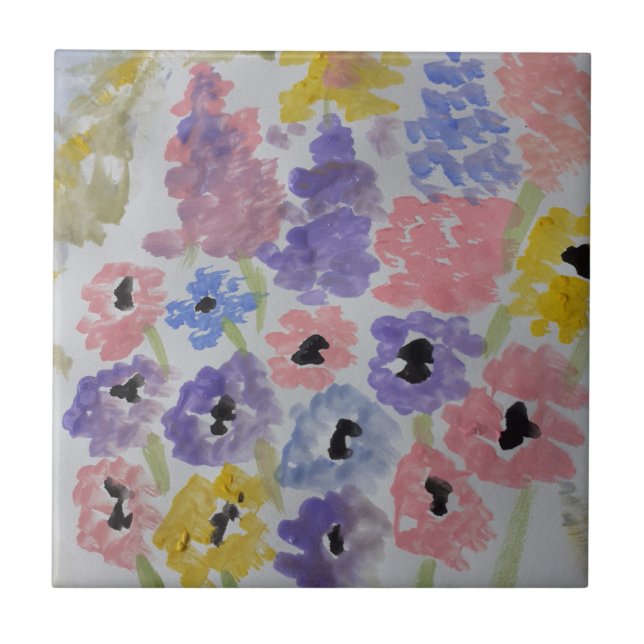 Summer Wildblommor Ceramic Tile Kakelplatta (Framsidan)