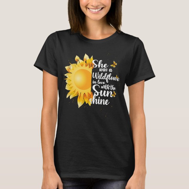 Summer Wildblommor och Sunshine T Shirt (Framsida)