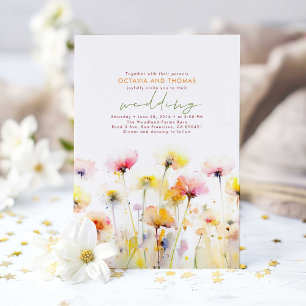 Summer Wildblommor Romantic Boho Bröllop Inbjudningar