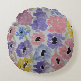 Summer Wildblommor Rund Kudde