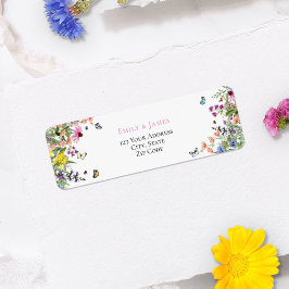 Summer Wildblommor Watercolor Bröllop Returadress Etikett