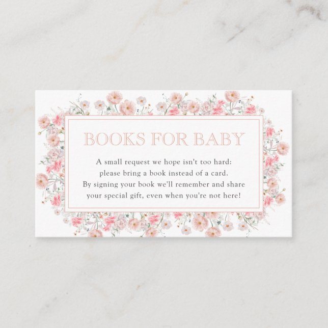 Summer Wildflower Baby Shower Books for Baby Tilläggskort (Framsida)