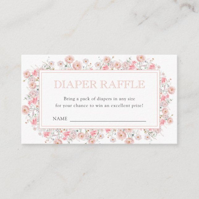 Summer Wildflower Baby Shower Diaper Raffle Tilläggskort (Framsida)