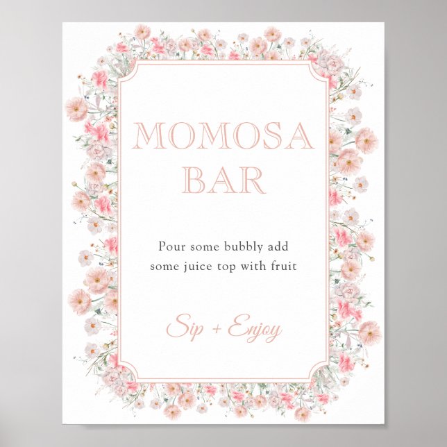 Summer Wildflower Baby Shower Momosa Bar Sign Poster (Framsidan)