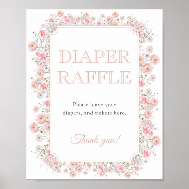 Summer Wildflower Diaper Raffle Baby Shower Poster (Framsidan)
