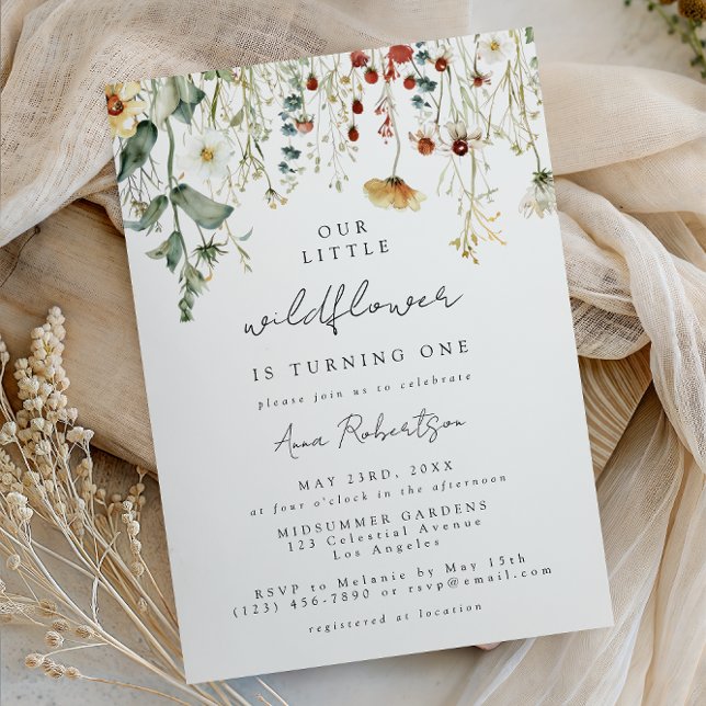 Summer Wildflower Field 1st Birthday Invitation Inbjudningar (Skapare uppladdad)