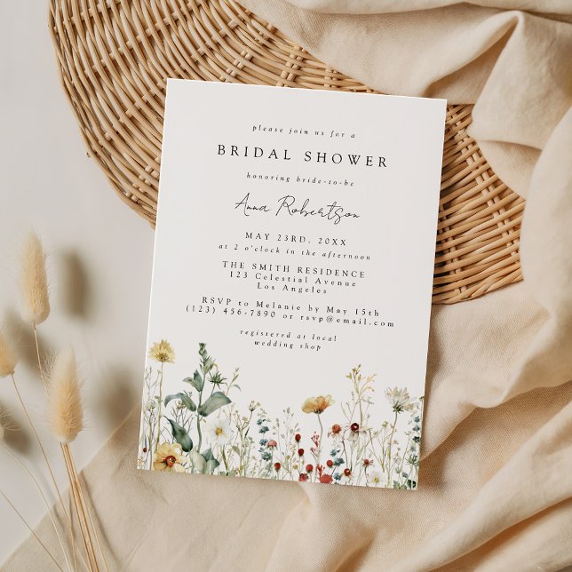 Summer Wildflower Field Bridal Shower Invitation Inbjudningar (Skapare uppladdad)