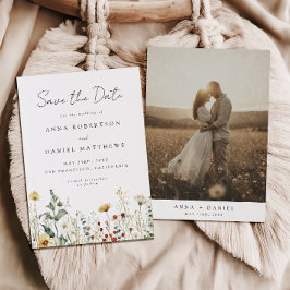 Summer Wildflower Field Photo Save The Date Spara Datumet