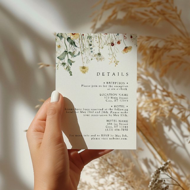 Summer Wildflower Field Wedding Enclosure Card Tilläggskort (Skapare uppladdad)