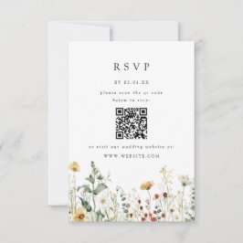 Summer Wildflower Field Wedding QR Code RSVP Card OSA Kort