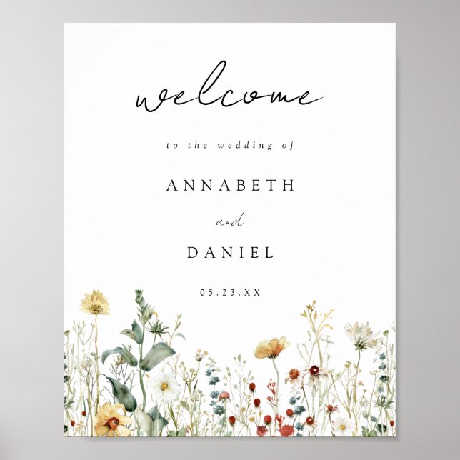 Summer Wildflower Field Wedding Welcome Poster (Framsidan)