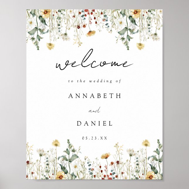Summer Wildflower Field Wedding Welcome Poster (Framsidan)