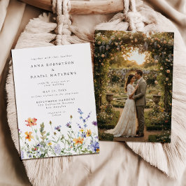 Summer Wildflower Garden Photo Wedding Invitation Inbjudningar