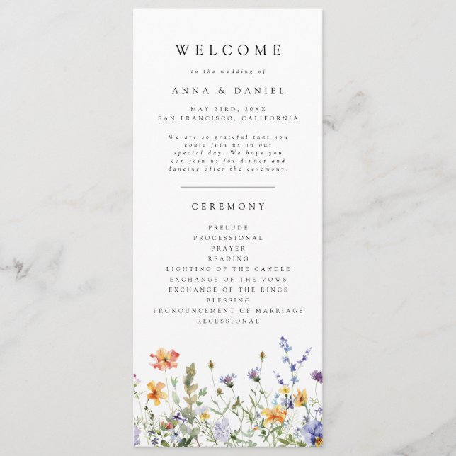 Summer Wildflower Garden Wedding Program (Framsida)