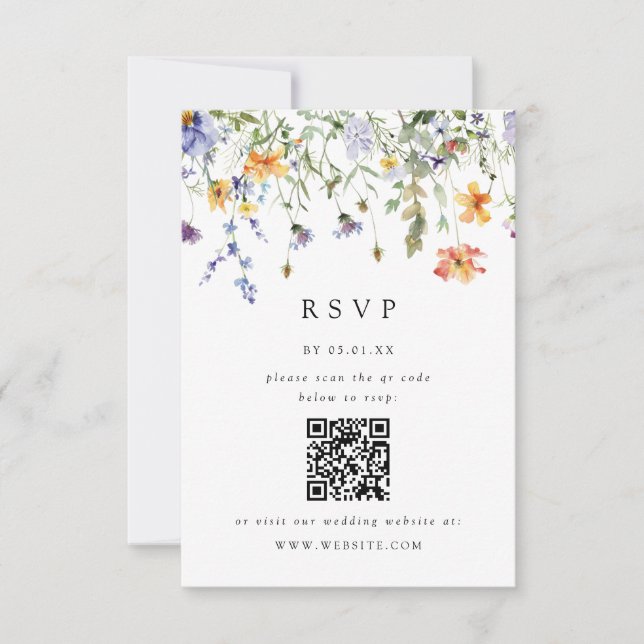 Summer Wildflower Garden Wedding RSVP Card OSA Kort (Framsida)