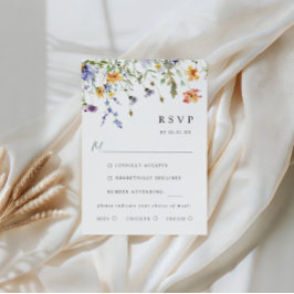 Summer Wildflower Garden Wedding RSVP Card OSA Kort