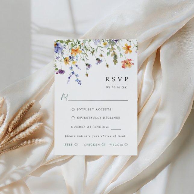 Summer Wildflower Garden Wedding RSVP Card OSA Kort (Skapare uppladdad)