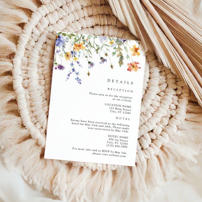 Summer Wildflower Wedding Details Enclosure Card Tilläggskort (Skapare uppladdad)