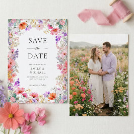 Summer Wildflower Wedding Flat Save The Date Card Spara Datumet