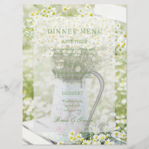Summerfield Daisy Chamomile Flower Bröllop Menu Meny
