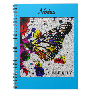 Summerfly Note Bok Blue Background Anteckningsbok