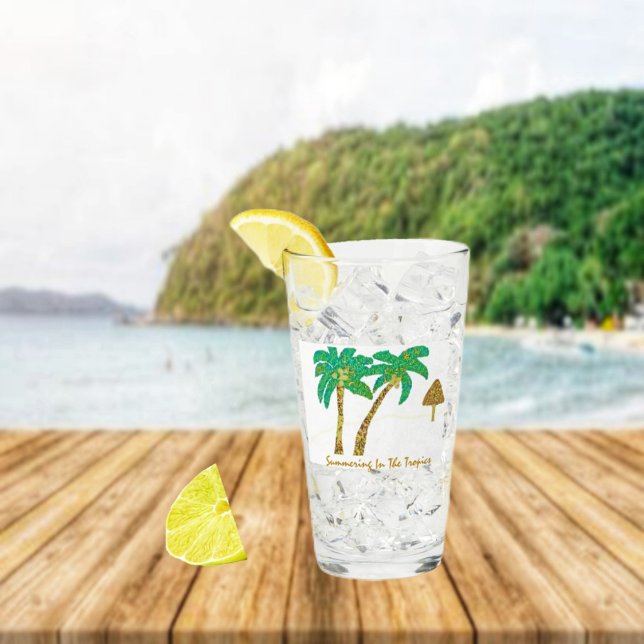 Summering i Tropikernorna Glaskopp (Envision island vistas, as you sip cool drinks, from your Summering In The Tropics Glass!)
