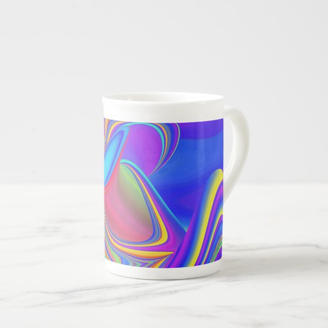 Summerkänsla, Abstrakt 3D Rainbowart Benporslin Mugg (Framsida höger)