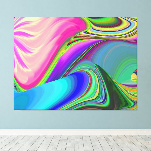 Summerkänsla, Abstrakt 3D Rainbowart Canvastryck (Insitu (trägolv))