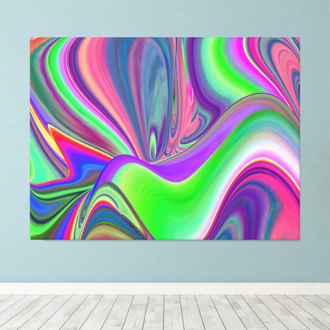 Summerkänsla, Abstrakt 3D Rainbowart Canvastryck (Insitu (trägolv))
