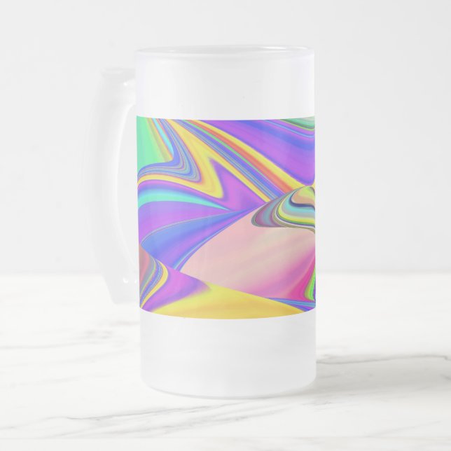 Summerkänsla, Abstrakt 3D Rainbowart Frostat Ölglas (Framsida vänster)