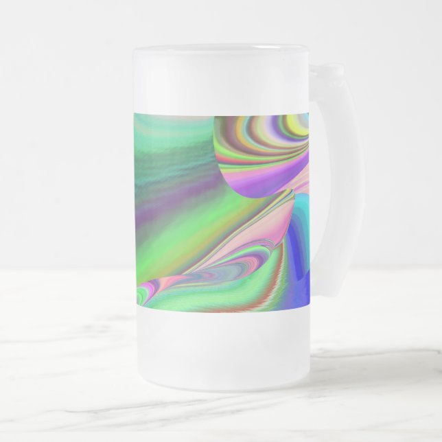Summerkänsla, Abstrakt 3D Rainbowart Frostat Ölglas (Framsida höger)