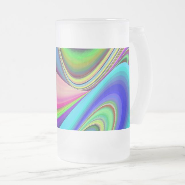 Summerkänsla, Abstrakt 3D Rainbowart Frostat Ölglas (Framsida höger)