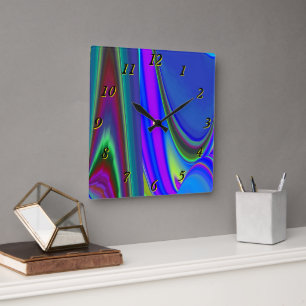 Summerkänsla, Abstrakt 3D Rainbowart Fyrkantig Klocka