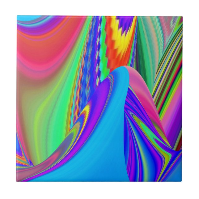 Summerkänsla, Abstrakt 3D Rainbowart Kakelplatta (Framsidan)