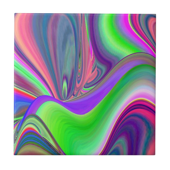 Summerkänsla, Abstrakt 3D Rainbowart Kakelplatta (Framsidan)