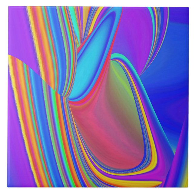 Summerkänsla, Abstrakt 3D Rainbowart Kakelplatta (Framsidan)