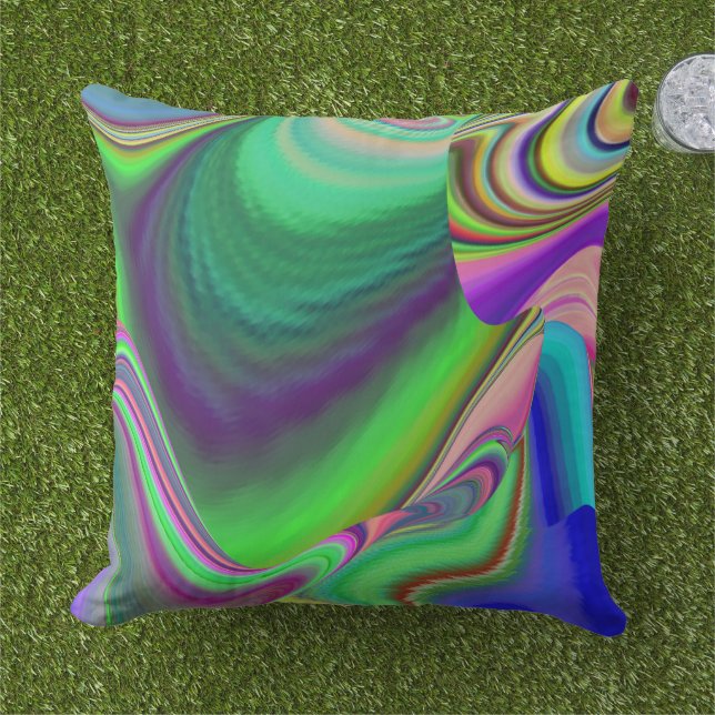 Summerkänsla, Abstrakt 3D Rainbowart Kudde (Gräs)